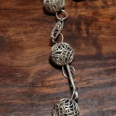 Lot 179: Very Nice! Vintage Mexican Sterling Handmade Wedding Necklaces
