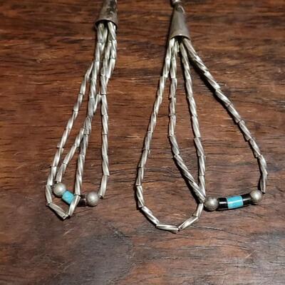 Lot 180: Santo Domingo Heishi 5" Jacla and Liquid Silver Earrings