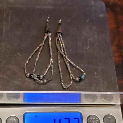 Lot 180: Santo Domingo Heishi 5" Jacla and Liquid Silver Earrings