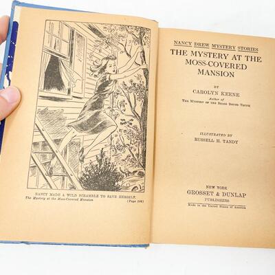1941 NANCY DREW â€œTHE MYSTERY AT THE MOSS-COVERED MANSIONâ€ BY CAROLYN KEENE HARDBACK BOOK