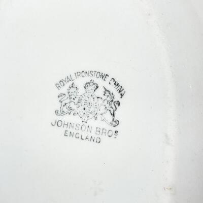 VINTAGE JOHNSON BROTHERS WHITE ROYAL IRONSTONE OVAL BOWL