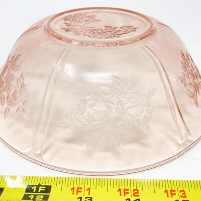 VINTAGE 8.5â€ PINK DEPRESSION GLASS FLORAL BOWL