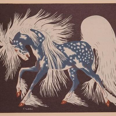 Native American Modernist Artist WOODY CRUMBO Silkscreen of "Spirit Horse"