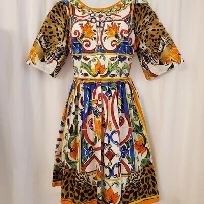 Dolce & Gabbana Majolica Leopard Print Dress size 48