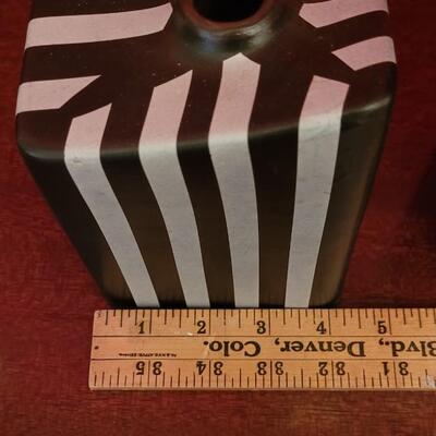 Lot 190: Pair of Black & Silver Vases