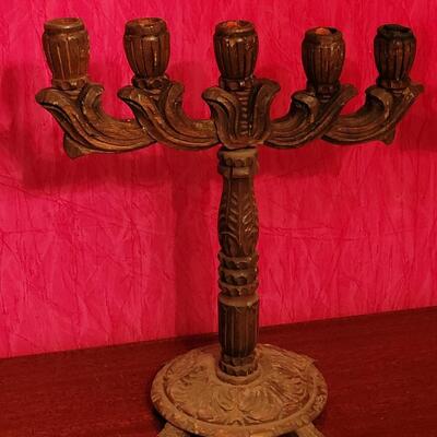 Lot 192: Antique Spanish Revival Style Mexican Wood Candelabras