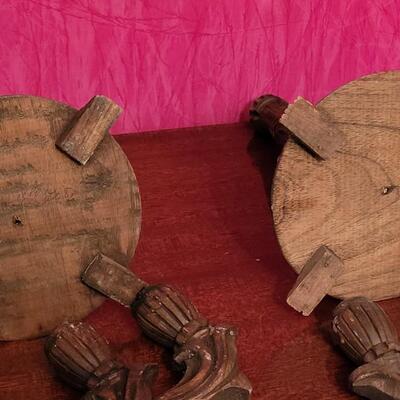 Lot 192: Antique Spanish Revival Style Mexican Wood Candelabras
