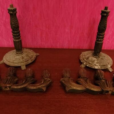 Lot 192: Antique Spanish Revival Style Mexican Wood Candelabras