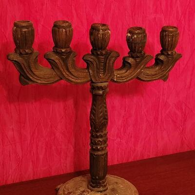 Lot 192: Antique Spanish Revival Style Mexican Wood Candelabras