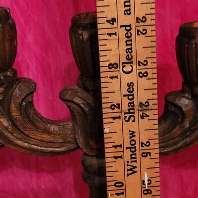 Lot 192: Antique Spanish Revival Style Mexican Wood Candelabras