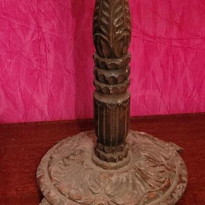 Lot 192: Antique Spanish Revival Style Mexican Wood Candelabras