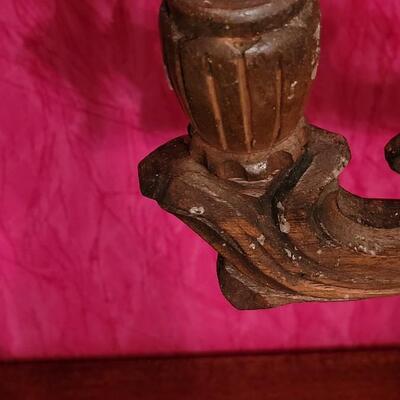 Lot 192: Antique Spanish Revival Style Mexican Wood Candelabras