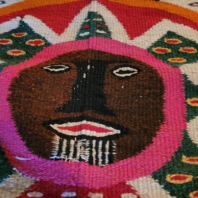 Lot 194: Vintage Mexican Rug/Blanket Depicting Aztec Sun