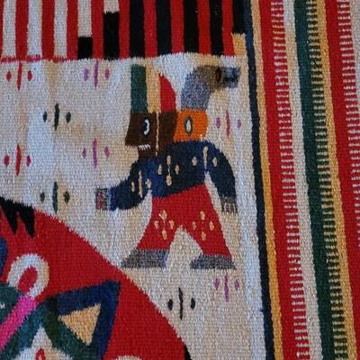 Lot 194: Vintage Mexican Rug/Blanket Depicting Aztec Sun
