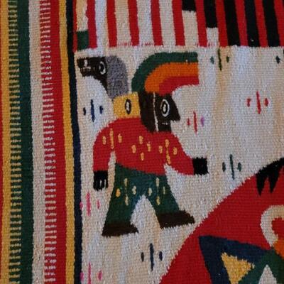 Lot 194: Vintage Mexican Rug/Blanket Depicting Aztec Sun