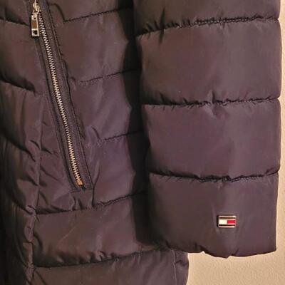 Lot 203: Tommy Hilfiger Black Puff Coat with Faux Fur Lined Hood