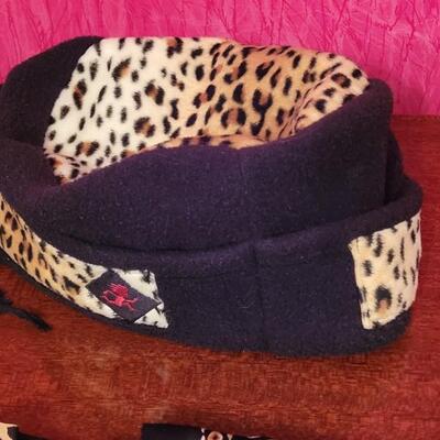 Lot 209: Animal Print Silk & Cotton Scarves & Fleece Shred Alert Winter Hat