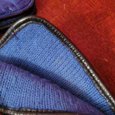 Lot 213: Vintage Blue Leather Gloves and Mixed Scarves
