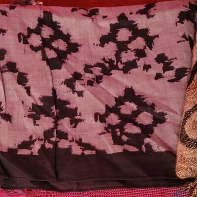 Lot 213: Vintage Blue Leather Gloves and Mixed Scarves