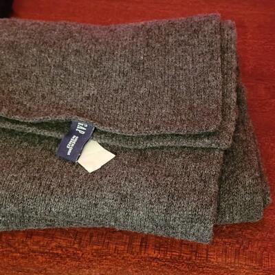 Lot 215: (2) GAP Scarves and One Pair of Gates Men's Leather Gloves