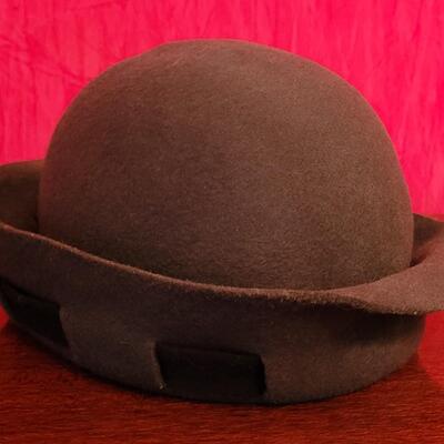 Lot 217: Vintage Gray Wool Hat and Velvet Bucket Hat