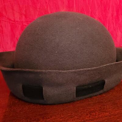 Lot 217: Vintage Gray Wool Hat and Velvet Bucket Hat