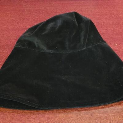 Lot 217: Vintage Gray Wool Hat and Velvet Bucket Hat