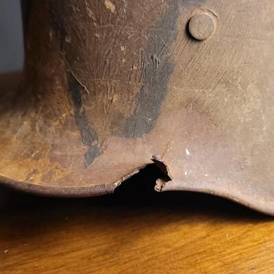Lot 219: Antique German Imperial Military M16 Hand Pained Camouflage Helmet