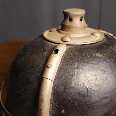 Lot 220: Antique WWI German Prussian Officer Spike Helmet Pickelhaube Casque