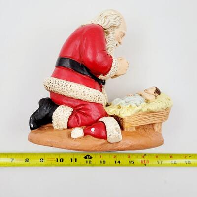1976 FATHER CHRISTMAS & BABY JESUS CERAMIC STATUE