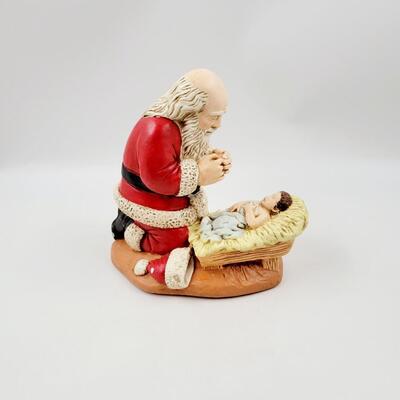 1976 FATHER CHRISTMAS & BABY JESUS CERAMIC STATUE