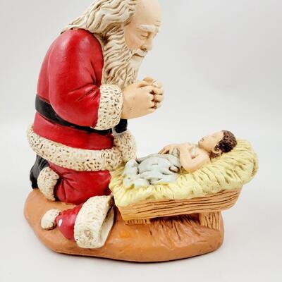 1976 FATHER CHRISTMAS & BABY JESUS CERAMIC STATUE