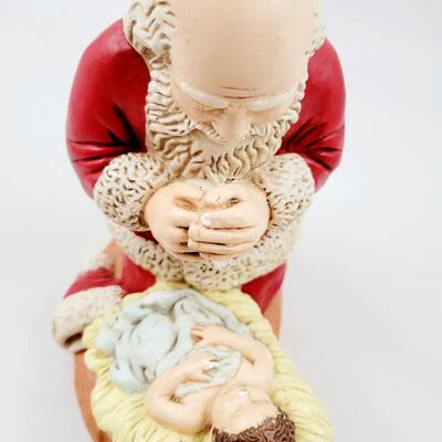 1976 FATHER CHRISTMAS & BABY JESUS CERAMIC STATUE
