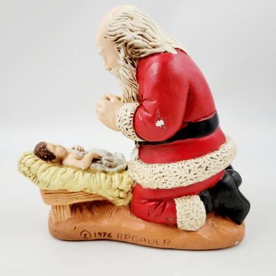 1976 FATHER CHRISTMAS & BABY JESUS CERAMIC STATUE
