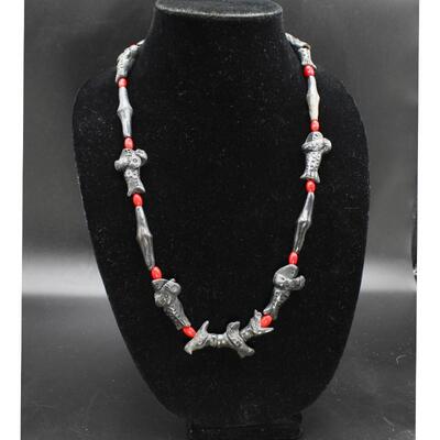 Handmade Effigy Medieval Style Beaded Necklace