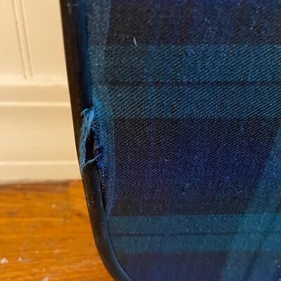 VINTAGE BLUE & GREEN PLAID CANVAS LUGGAGE SET