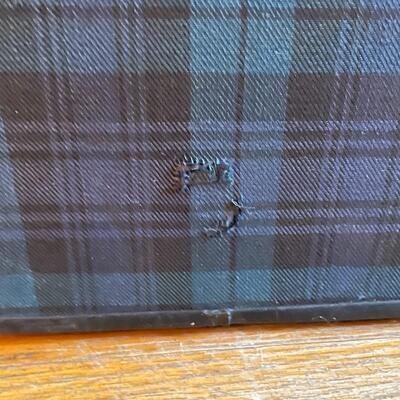 VINTAGE BLUE & GREEN PLAID CANVAS LUGGAGE SET