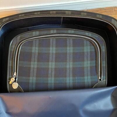 VINTAGE BLUE & GREEN PLAID CANVAS LUGGAGE SET