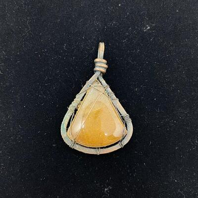 QUARTZ? WIRE WRAPPED TRARDROP PENDANT