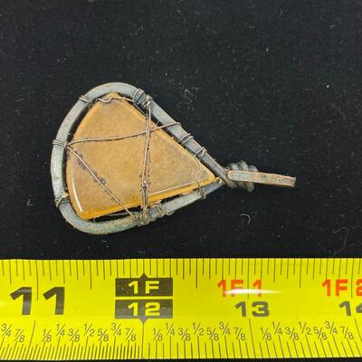 QUARTZ? WIRE WRAPPED TRARDROP PENDANT