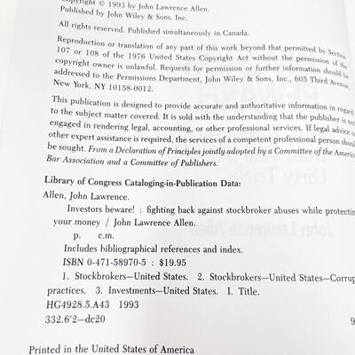 â€œINVESTOR BEWARE!â€ BY JOHN LAWRENCE ALLEN HARDBACK BOOK