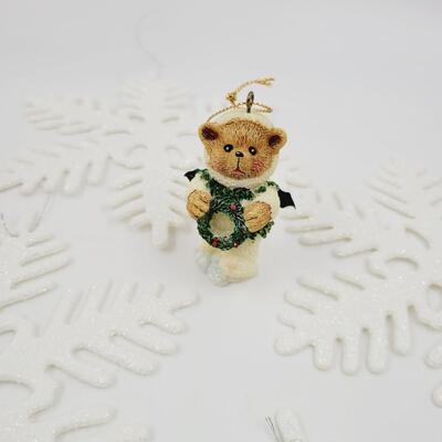 HANGING LARGE SNOW FLAKES & ANGEL BEAR BUNDLE
