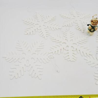 HANGING LARGE SNOW FLAKES & ANGEL BEAR BUNDLE