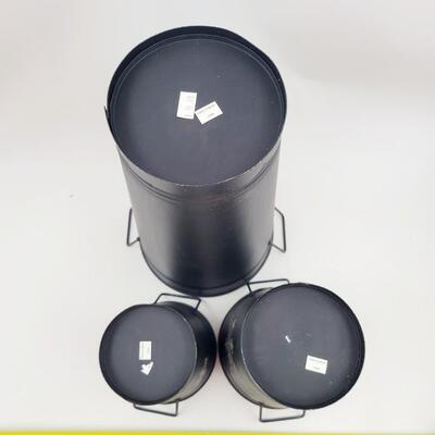 METAL HOLIDAY SNOWFLAKE PAILS 3PC