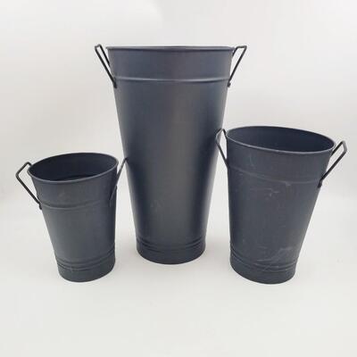 METAL HOLIDAY SNOWFLAKE PAILS 3PC