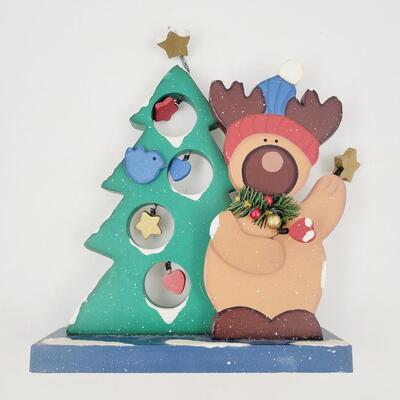 WOODEN HOLIDAY PENGUIN & REINDEER DECOR BUNDLE
