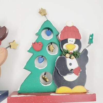 WOODEN HOLIDAY PENGUIN & REINDEER DECOR BUNDLE