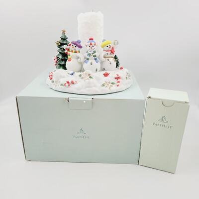 PARTYLITE SNOWMAN CANDLE SET