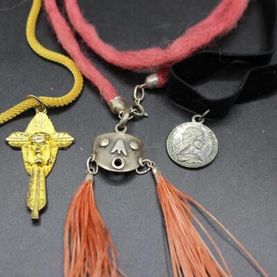 Lot of Retro Religious, Tribal Idol, Coin and More Jewelry Necklaces