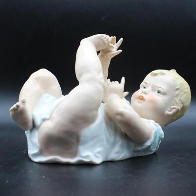 Antique Gebruder Heubach Porcelain Bisque Piano Baby Figurine